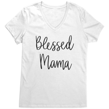 Load image into Gallery viewer, Blessed_Mom_Vneck_Mom_Shirt_Mom_Tshirt_Bright_White_Mockup.png
