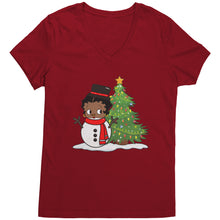 Load image into Gallery viewer, Christmas Snowman Shirt, Betty Boop Vneck, Christmas Shirt, Funny Christmas Betty Boop Shirt, Snowman Vneck, Womens Christmas Gift For Her
