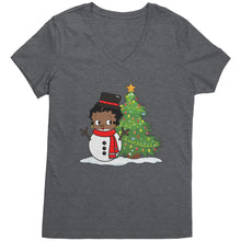 Load image into Gallery viewer, Christmas Snowman Shirt, Betty Boop Vneck, Christmas Shirt, Funny Christmas Betty Boop Shirt, Snowman Vneck, Womens Christmas Gift For Her
