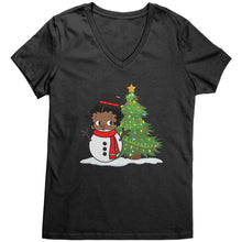 Load image into Gallery viewer, Christmas Snowman Shirt, Betty Boop Vneck, Christmas Shirt, Funny Christmas Betty Boop Shirt, Snowman Vneck, Womens Christmas Gift For Her
