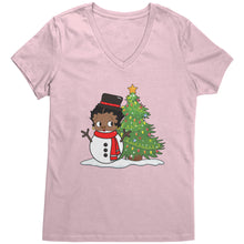 Load image into Gallery viewer, Christmas Snowman Shirt, Betty Boop Vneck, Christmas Shirt, Funny Christmas Betty Boop Shirt, Snowman Vneck, Womens Christmas Gift For Her
