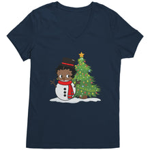 Load image into Gallery viewer, Christmas Snowman Shirt, Betty Boop Vneck, Christmas Shirt, Funny Christmas Betty Boop Shirt, Snowman Vneck, Womens Christmas Gift For Her
