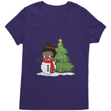 Load image into Gallery viewer, Christmas Snowman Shirt, Betty Boop Vneck, Christmas Shirt, Funny Christmas Betty Boop Shirt, Snowman Vneck, Womens Christmas Gift For Her
