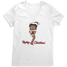 Load image into Gallery viewer, Christmas Vneck, Betty Boop V-Neck Shirt, Cute Graphic Tee, Betty Boop T-Shirt, Christmas Gift for Her, Womens Clothing, Fun Retro Shirt
