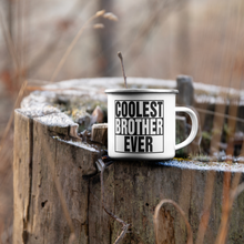 Load image into Gallery viewer, Coolest_Brother_Ever_Enamel_Mug_Camping_CampingMugLifestyleStump_Mockup.png_15739547
