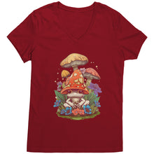 Load image into Gallery viewer, Cottagecore Vneck Shirt, Mushroom Cottagecore Womens Vneck, Goblincore Shirt, Cottagecore Shirt, Mushroom Shirt Womens Clothing Gift For Her
