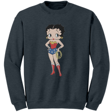 Load image into Gallery viewer, Cute_Betty_Boop_Sweatshirt_Betty_Boop_F_Dark_Heather_Mockup.png
