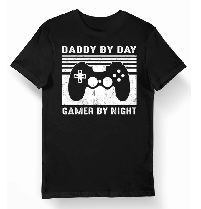 Daddy by Day Gamer by Night - Crew Neck T-Shirt