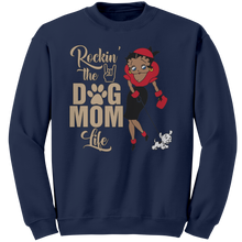 Load image into Gallery viewer, Dog_Mom_Sweatshirt_Rocking_The_Dog_Mom__Navy_Mockup.png
