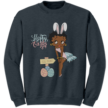 Load image into Gallery viewer, Easter_Sweatshirt_Betty_Boop_Sweatshirt_Dark_Heather_Mockup.png
