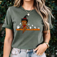 Load image into Gallery viewer, Betty Boop Shirt Cute Betty Boop Halloween Shirt Spooky Season Shirt Funny Halloween Gift For Her Witchy Halloween Happy Halloween Shirt
