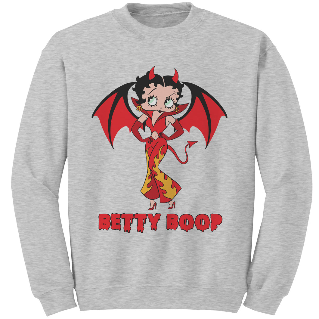 Funny Halloween Sweatshirt, Cute Betty Boop Womens Sweatshirt, Spooky Season Sweatshirt, Halloween Gift For Her Cute Devil Halloween Costume
