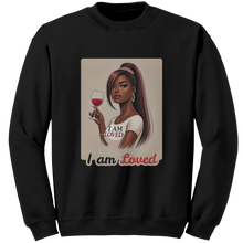 Load image into Gallery viewer, I_Am_Loved_Sweatshirt_Valentines_Womens_Black_Mockup.png
