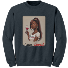 Load image into Gallery viewer, I_Am_Loved_Sweatshirt_Valentines_Womens_Dark_Heather_Mockup.png
