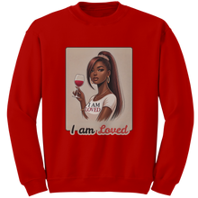 Load image into Gallery viewer, I_Am_Loved_Sweatshirt_Valentines_Womens_Red_Mockup.png
