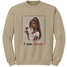 Load image into Gallery viewer, I_Am_Loved_Sweatshirt_Valentines_Womens_Sand_Mockup.png
