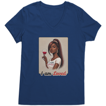 Load image into Gallery viewer, I_Am_Loved_Vneck_I_Am_Loved_Shirt_Wome_Deep_Royal_Mockup.png
