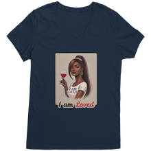 Load image into Gallery viewer, I_Am_Loved_Vneck_I_Am_Loved_Shirt_Wome_New_Navy_Mockup.png
