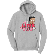 Load image into Gallery viewer, I_Love_You_Betty_Boop_Hoodie_I_Love_You_Ash_Front_Mockup.png
