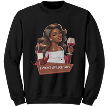 Load image into Gallery viewer, I_Woke_Up_Like_This_Sweatshirt_Womens_G_Black_Mockup.png
