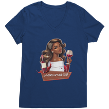 Load image into Gallery viewer, I_Woke_Up_Like_This_Vneck_Shirt_Woke_Up_Deep_Royal_Mockup.png
