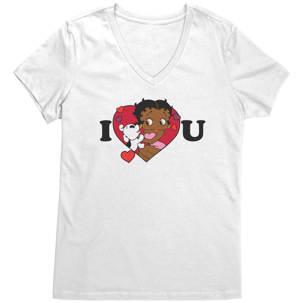 I love You Betty Boop Vneck, I Love You Shirt, Cute Betty Boop Shirt Christmas Gifts For Her, Black Betty Boop Design Womens Vneck Shirt