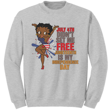 Load image into Gallery viewer, Juneteenth_Freedom_Sweatshirt_Black_Gir_Ash_Mockup.png

