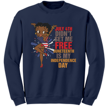 Load image into Gallery viewer, Juneteenth_Freedom_Sweatshirt_Black_Gir_Navy_Mockup.png

