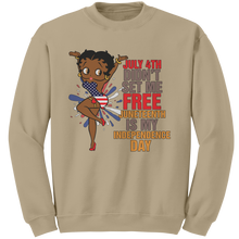 Load image into Gallery viewer, Juneteenth_Freedom_Sweatshirt_Black_Gir_Sand_Mockup.png
