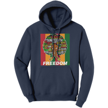 Load image into Gallery viewer, Juneteenth_Hoodie_Freedom_Hoodie_Betty_Navy_Front_Mockup.png
