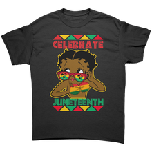 Load image into Gallery viewer, Juneteenth_Shirt_Betty_Boop_Shirt_Cele_Black_Front_Mockup.png
