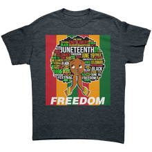 Load image into Gallery viewer, Juneteenth_Shirt_Freedom_Shirt_Betty_B_Dark_Heather_Mockup.png
