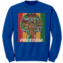 Load image into Gallery viewer, Juneteenth_Sweatshirt_Freedom_Sweatshir_Royal_Mockup.png
