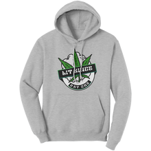 Load image into Gallery viewer, Lit_Since_Day_One_Hoodie_Marijuana_Hood_Ash_Front_Mockup.png
