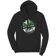 Load image into Gallery viewer, Lit_Since_Day_One_Hoodie_Marijuana_Hood_Black_Front_Mockup.png
