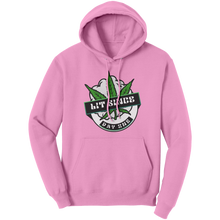 Load image into Gallery viewer, Lit_Since_Day_One_Hoodie_Marijuana_Hood_Light_Pink_Front_Mockup.png
