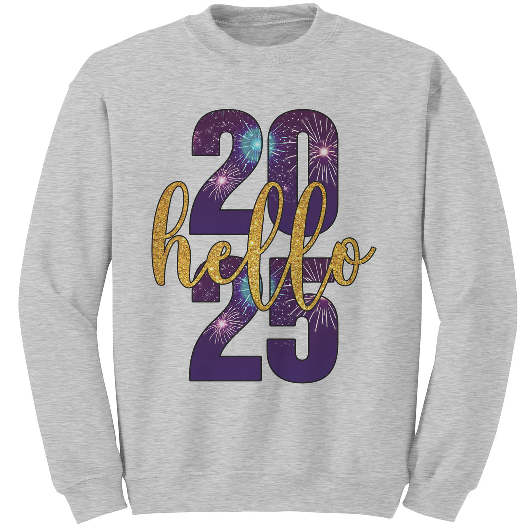 New Year Sweatshirt, Hello 2025 Sweatshirt, Happy New Year Sweater, Christmas Sweatshirt, Christmas Gift For Family Sweatshirt Gift