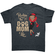 Load image into Gallery viewer, Rocking_The_Dog_Mom_Life_Shirt_Mom_Shir_Dark_Heather_Mockup.png
