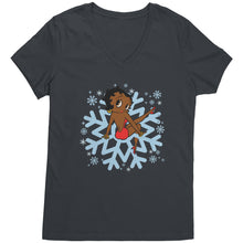 Load image into Gallery viewer, Snowflakes Shirt, Snowflake Christmas T-Shirt For Women, Betty Boop Vneck, Snowflakes Vneck Shirt, Christmas Shirt, Christmas Gift For Her
