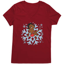 Load image into Gallery viewer, Snowflakes Shirt, Snowflake Christmas T-Shirt For Women, Betty Boop Vneck, Snowflakes Vneck Shirt, Christmas Shirt, Christmas Gift For Her
