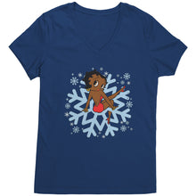 Load image into Gallery viewer, Snowflakes Shirt, Snowflake Christmas T-Shirt For Women, Betty Boop Vneck, Snowflakes Vneck Shirt, Christmas Shirt, Christmas Gift For Her
