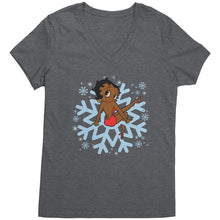 Load image into Gallery viewer, Snowflakes Shirt, Snowflake Christmas T-Shirt For Women, Betty Boop Vneck, Snowflakes Vneck Shirt, Christmas Shirt, Christmas Gift For Her
