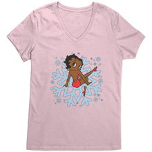 Load image into Gallery viewer, Snowflakes Shirt, Snowflake Christmas T-Shirt For Women, Betty Boop Vneck, Snowflakes Vneck Shirt, Christmas Shirt, Christmas Gift For Her
