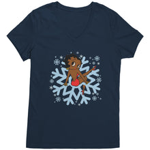 Load image into Gallery viewer, Snowflakes Shirt, Snowflake Christmas T-Shirt For Women, Betty Boop Vneck, Snowflakes Vneck Shirt, Christmas Shirt, Christmas Gift For Her

