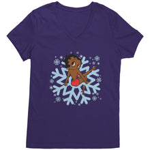 Load image into Gallery viewer, Snowflakes Shirt, Snowflake Christmas T-Shirt For Women, Betty Boop Vneck, Snowflakes Vneck Shirt, Christmas Shirt, Christmas Gift For Her
