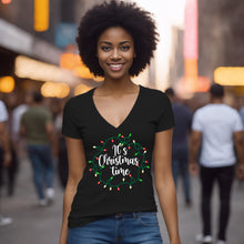 Load image into Gallery viewer, It&#39;s Christmas Time Vneck Shirt, Merry Christmas Vneck Shirt, Christmas Shirt, Christmas Lights T-Shirt, Christmas Present, Christmas Gift
