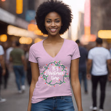 Load image into Gallery viewer, It&#39;s Christmas Time Vneck Shirt, Merry Christmas Vneck Shirt, Christmas Shirt, Christmas Lights T-Shirt, Christmas Present, Christmas Gift
