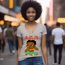 Load image into Gallery viewer, Juneteenth Shirt, Betty Boop V-Neck T-Shirt, Celebrate Juneteenth Graphic Shirt Gift, Black Queen Women Empowerment Clothing, Freedom Shirt

