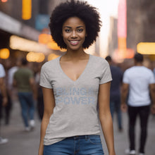 Load image into Gallery viewer, Bling Is My Power Vneck, Rhinestone Vneck, Rhinestones Tshirt, Bling Shirt, Womens Clothing, Inspirational Shirt, Bling Tshirts Gift For Her
