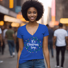 Load image into Gallery viewer, It&#39;s Christmas Time Vneck Shirt, Merry Christmas Vneck Shirt, Christmas Shirt, Christmas Lights T-Shirt, Christmas Present, Christmas Gift
